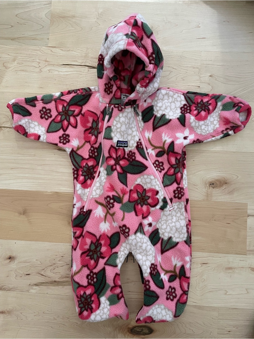 Patagonia Baby Synchilla Fleece Bunting Floral 3M Hooded Footed